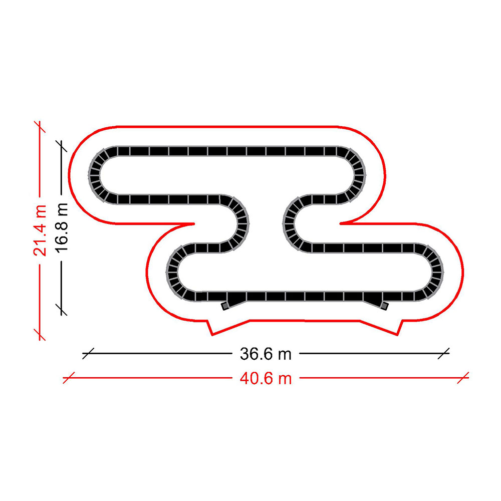 Plan et dimensions de la Pumptrack Riverside